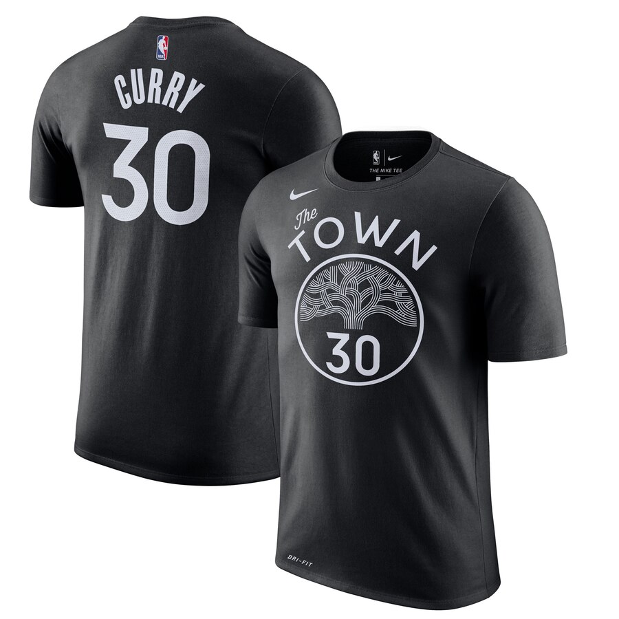 Men 2020 NBA Nike Stephen Curry Golden State Warriors Black 201920 City Edition Name Number TShirt